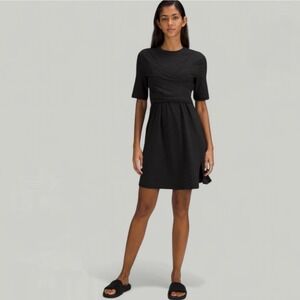 Lululemon Dress Balletcore Minimalist Clean Girl Wrap Front Black Comfy Sz 10